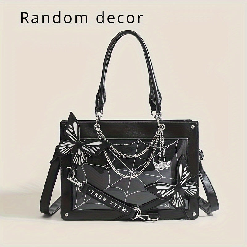 Vibrant Punk Style Spider Web Tote Bag