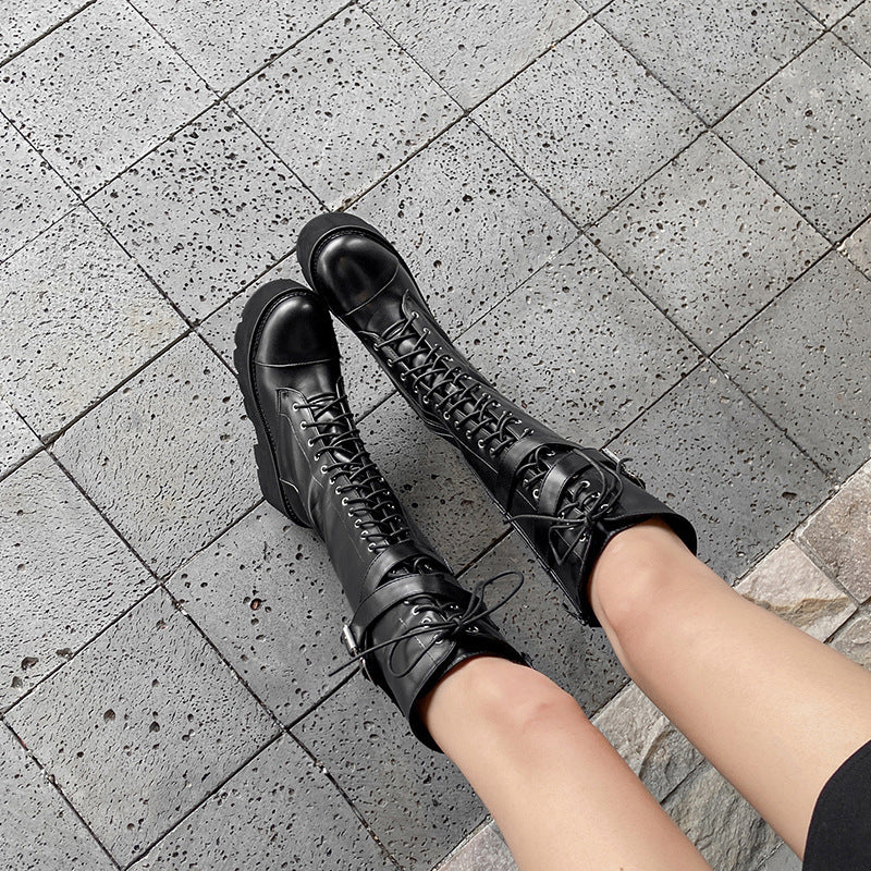 Platform Slope Heel Zipper High Heel Boots Women's Boots