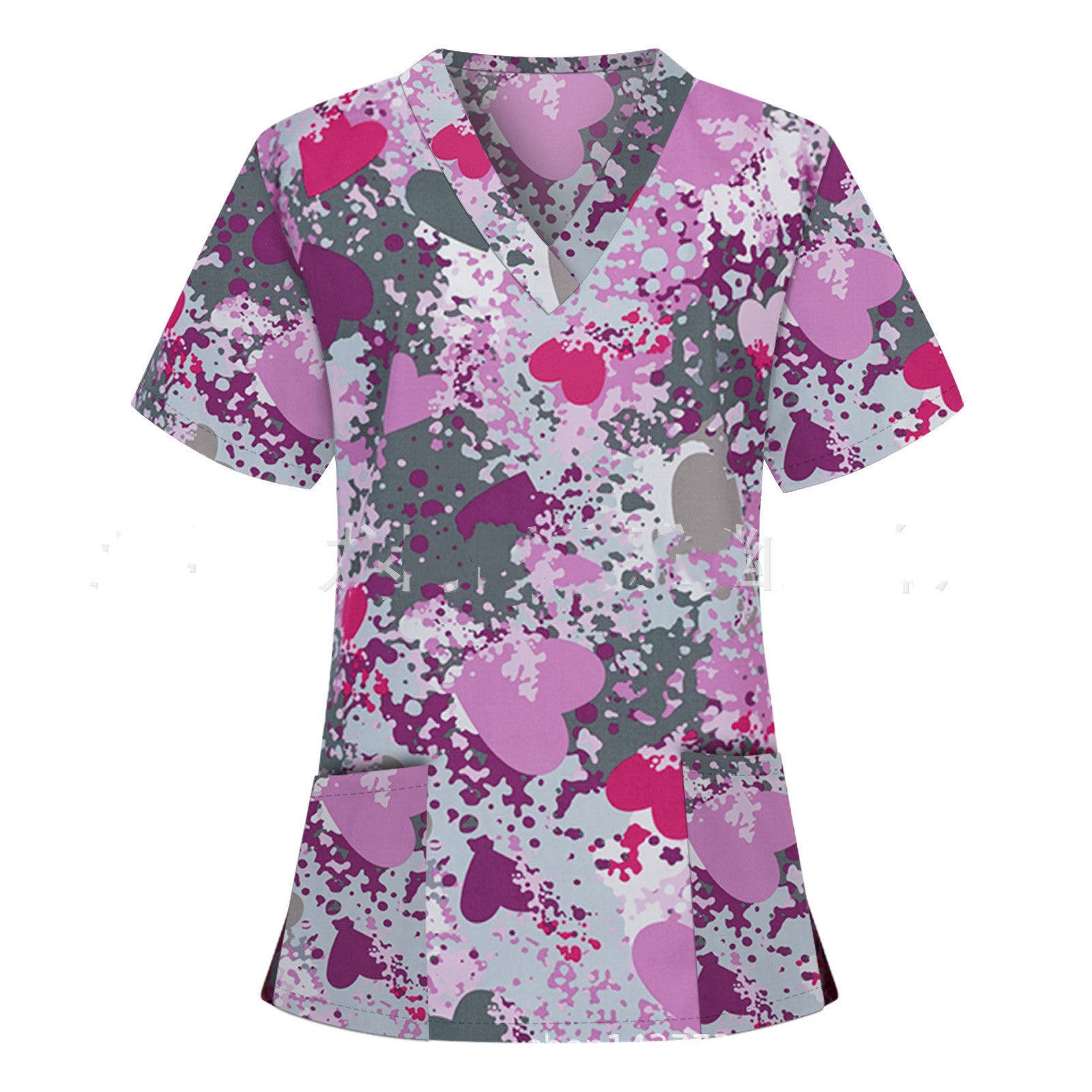 Pocket v-Neck Short-Sleeved t-Shirt Nurse Uniform