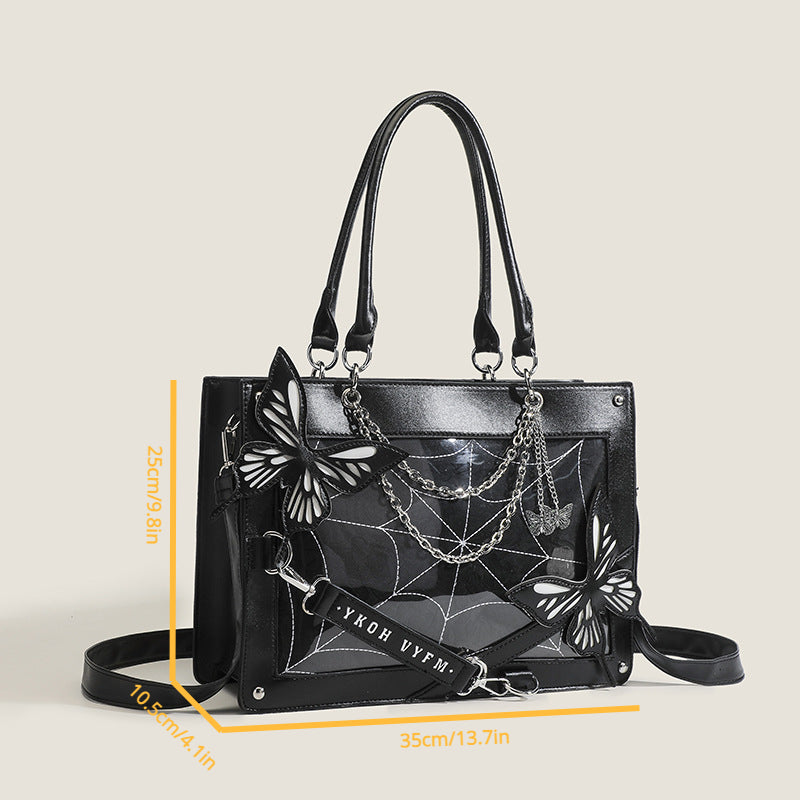 Vibrant Punk Style Spider Web Tote Bag