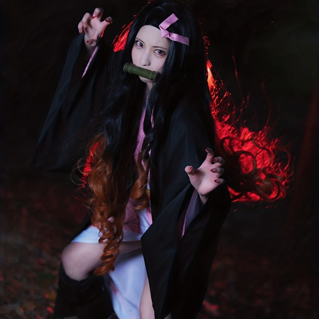 Mesmerizing Anime Kimono Costume Set - Dazzling Japanese Design for Cosplay & Holidays - Complete with Earrings - A Perfect, Memorable Gift for Halloween, Christmas, Thanksgiving