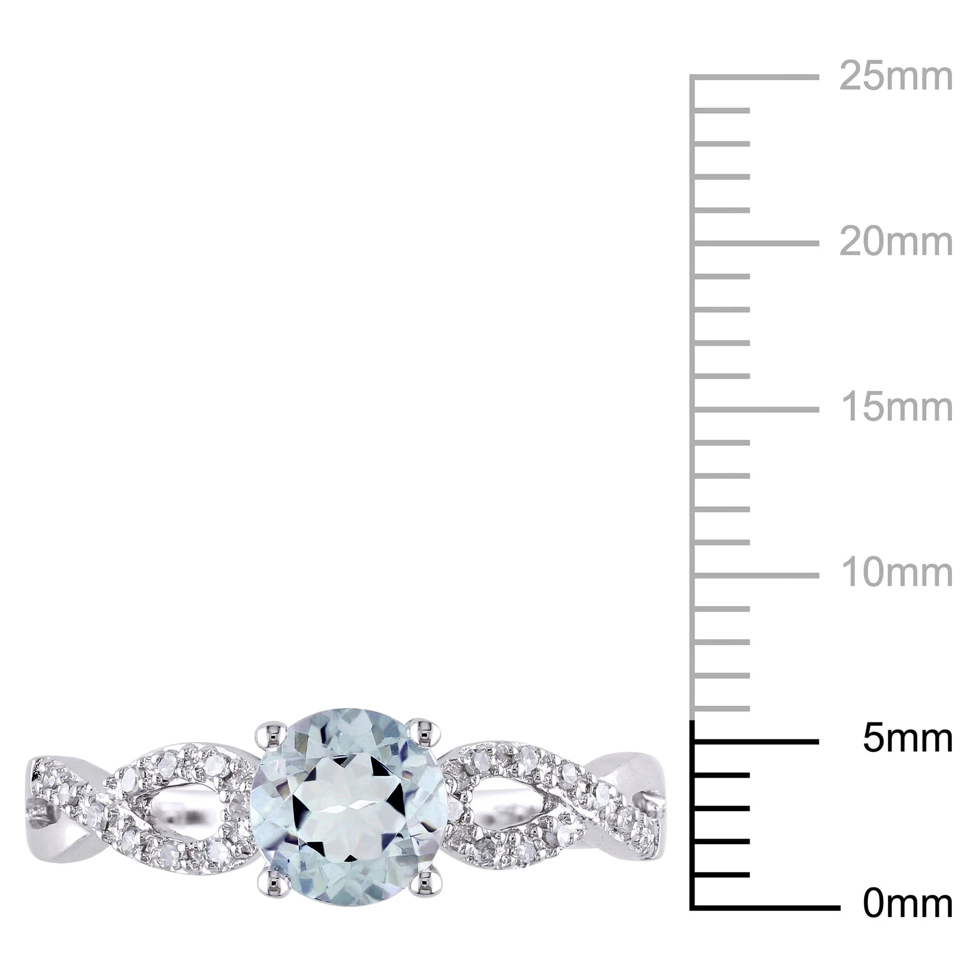 Women'S Aquamarine 10K White Gold Engagement Ring