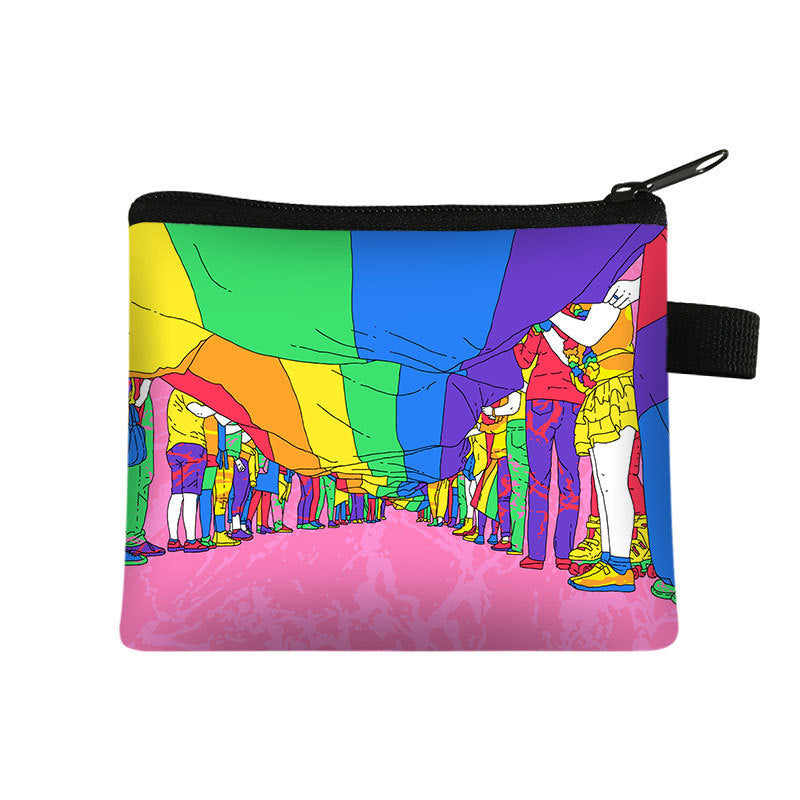 Fashion Color Printing Coin Purse Polyester Portable