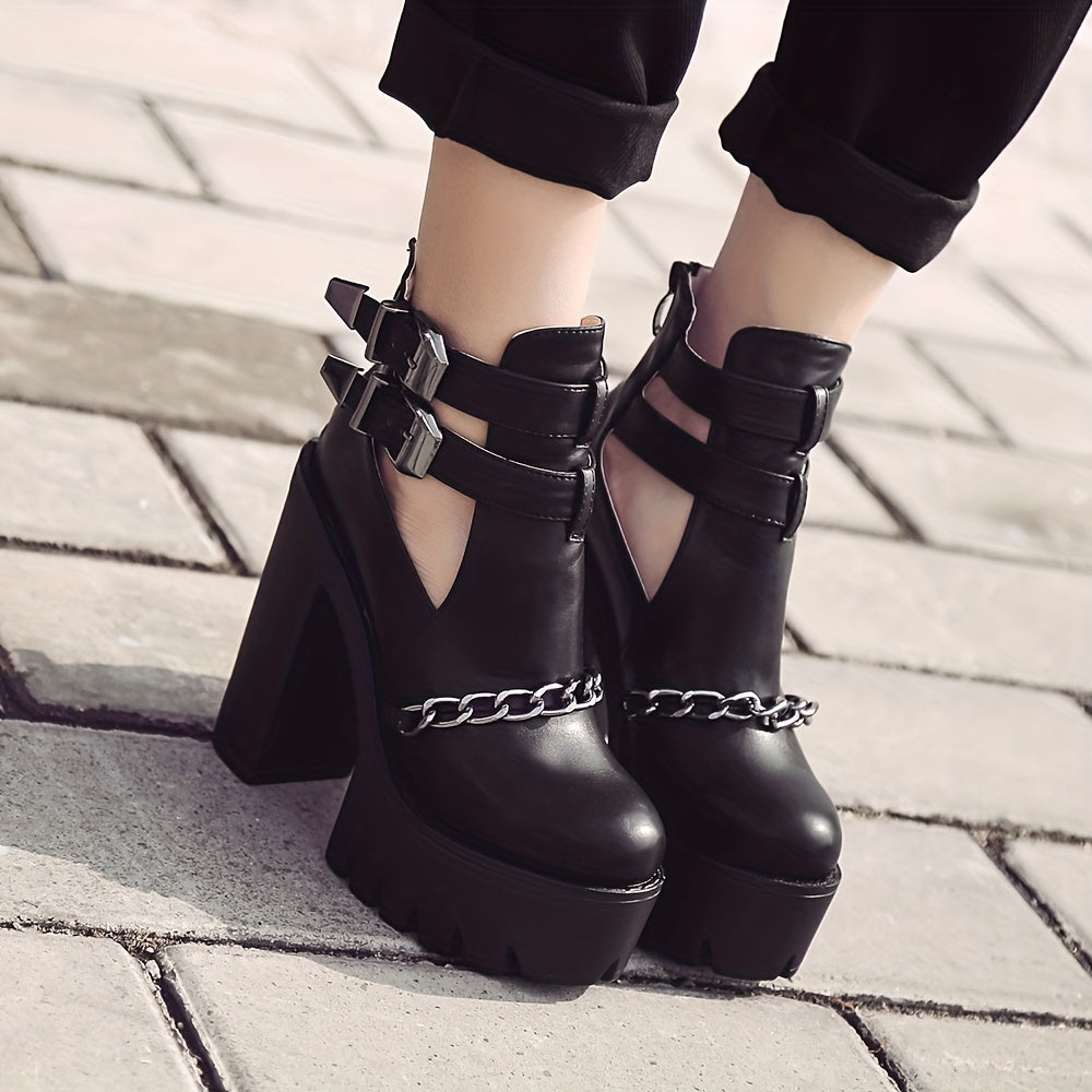Women's Goth Platform Block High Heels