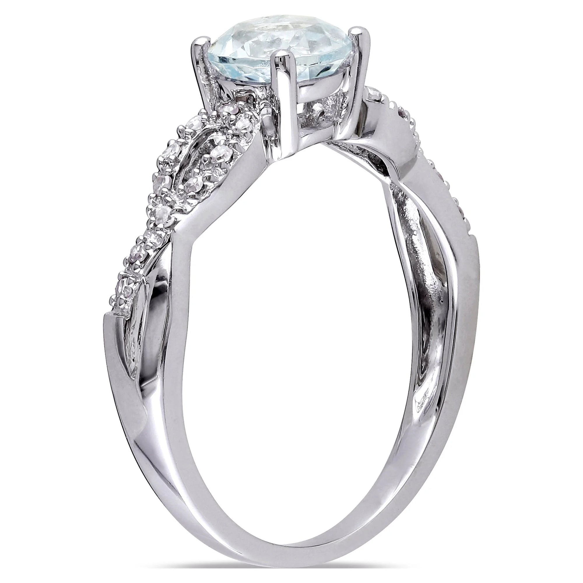 Women'S Aquamarine 10K White Gold Engagement Ring