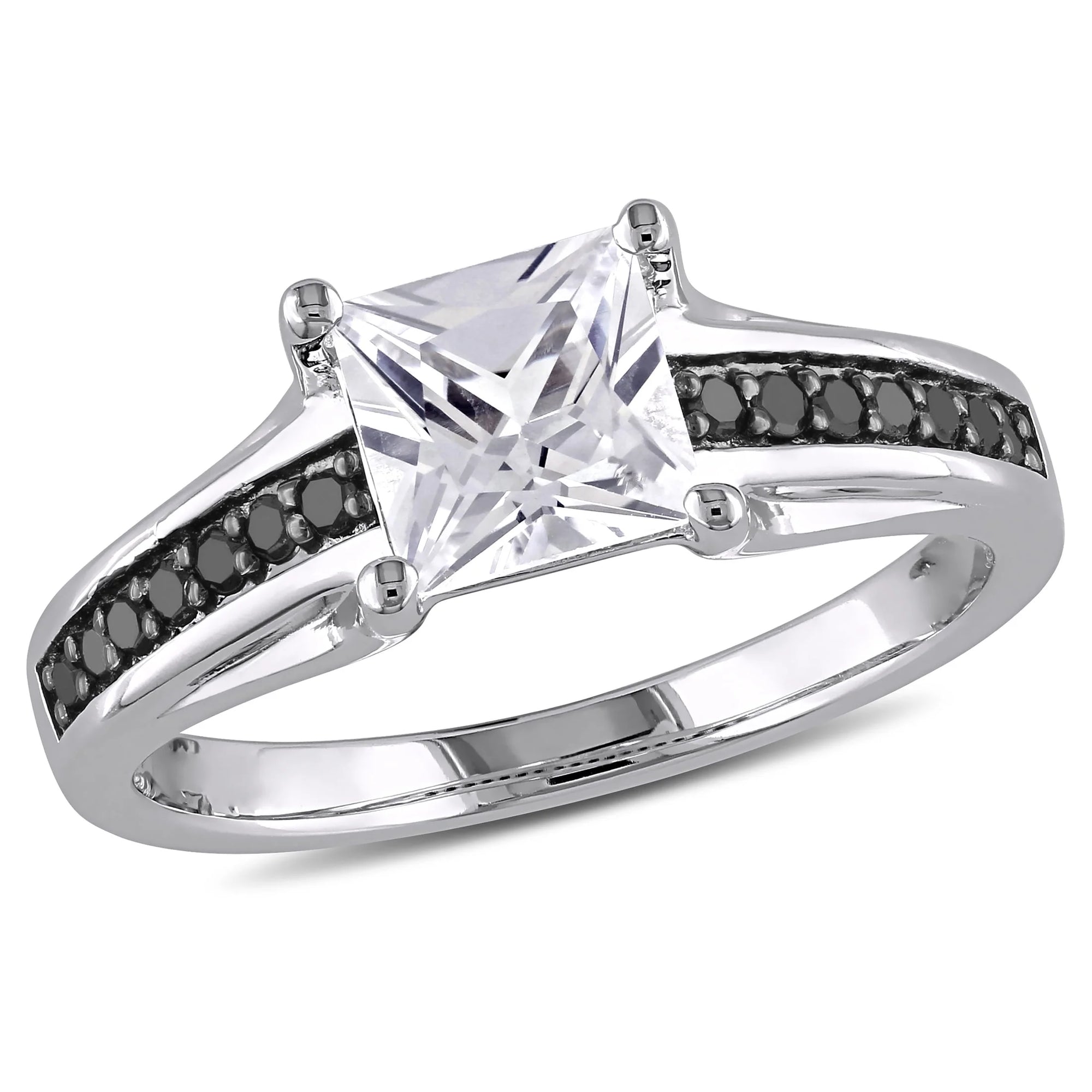 Women'S Created Sapphire Sterling Silver Engagement Ring