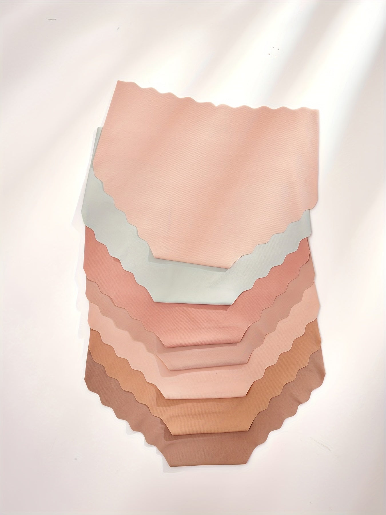 7pcs Seamless Scallop Trim Briefs, Comfy & Breathable Simple Solid Panties, Women's Lingerie & Underwear