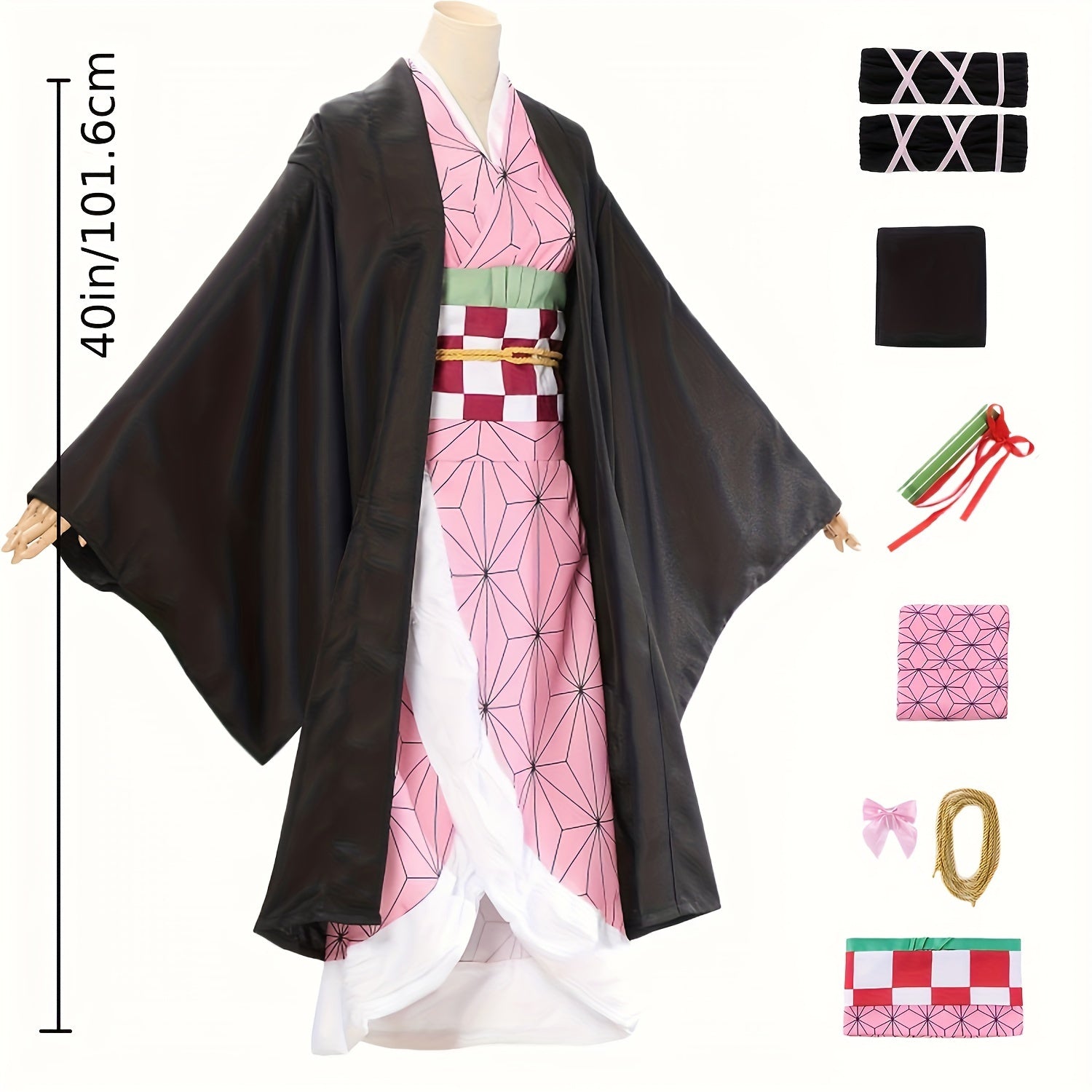 Mesmerizing Anime Kimono Costume Set - Dazzling Japanese Design for Cosplay & Holidays - Complete with Earrings - A Perfect, Memorable Gift for Halloween, Christmas, Thanksgiving