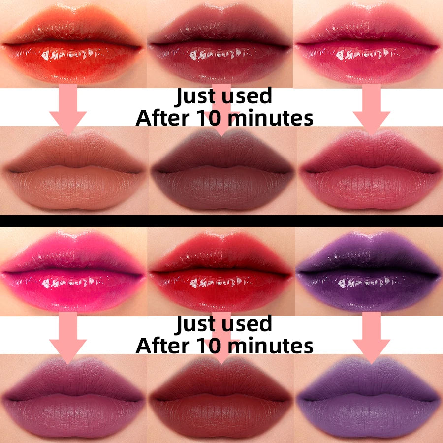 12 Color Lip Tint Non-Stick Cup Liquid Lipstick Waterproof Lip Gloss Long Lasting Water Lip Stain Lip&Cheek Makeup Lip Plumper