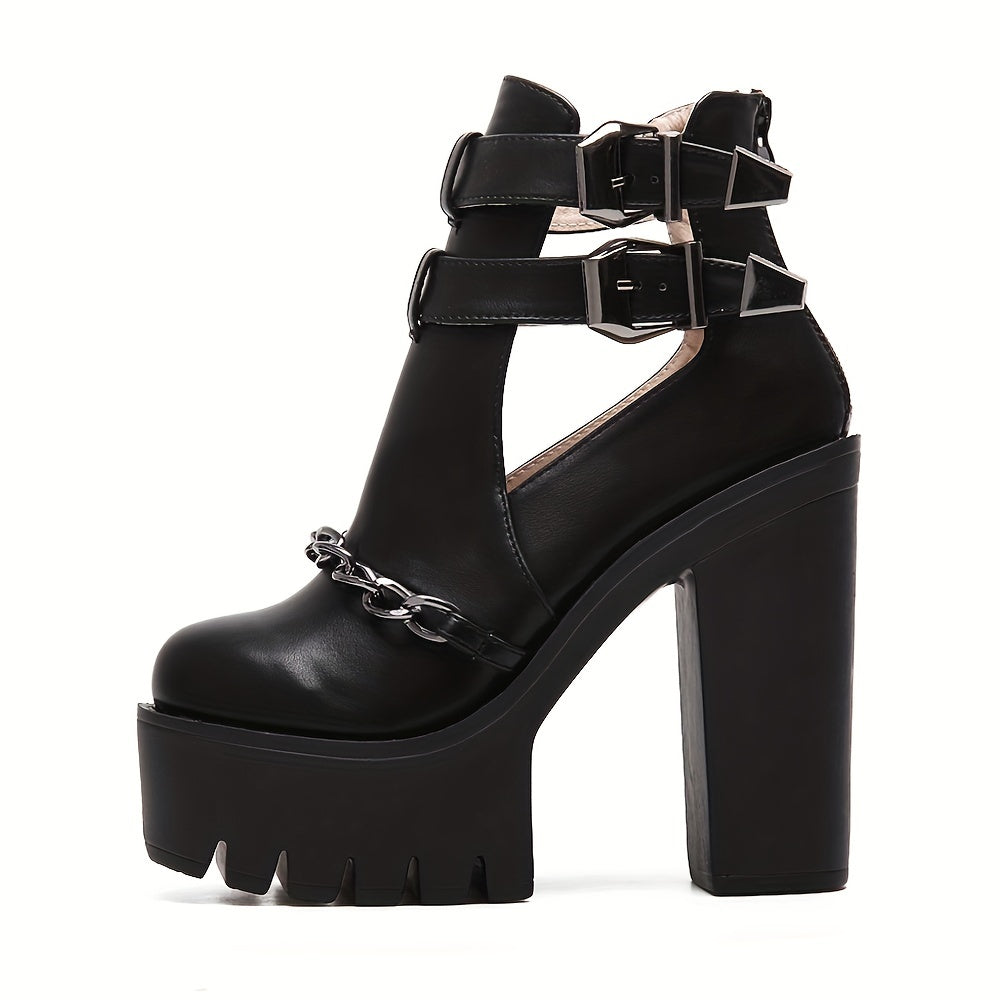 Women's Goth Platform Block High Heels
