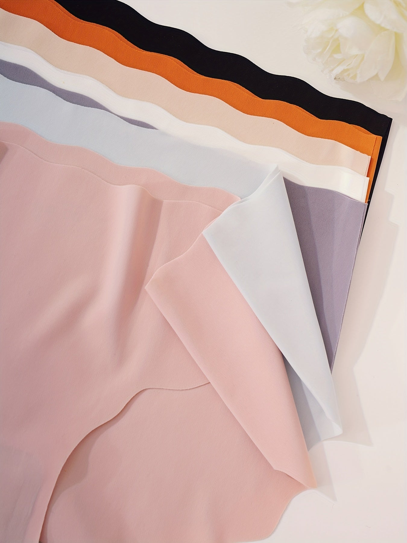 7pcs Seamless Scallop Trim Briefs, Comfy & Breathable Simple Solid Panties, Women's Lingerie & Underwear