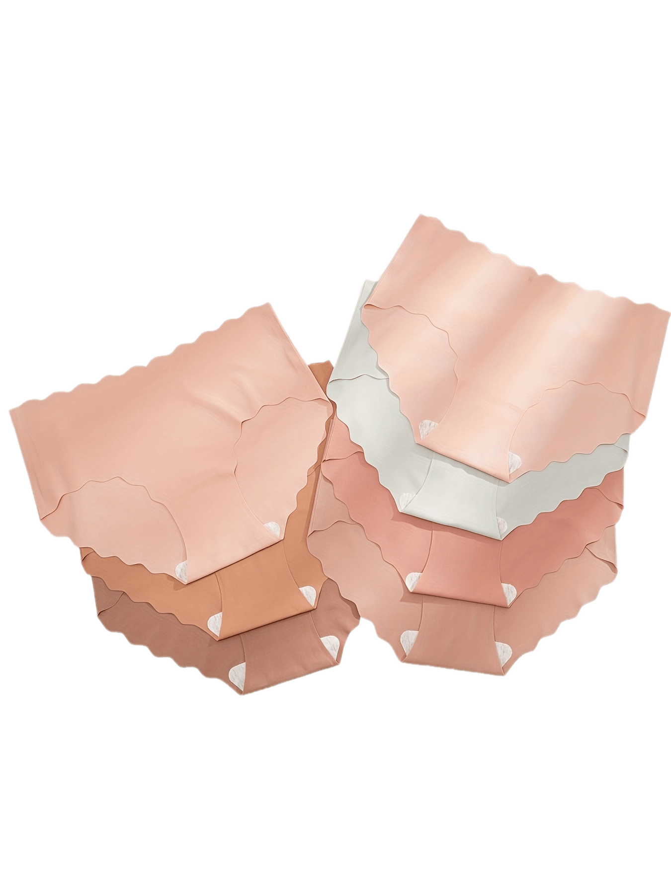 7pcs Seamless Scallop Trim Briefs, Comfy & Breathable Simple Solid Panties, Women's Lingerie & Underwear