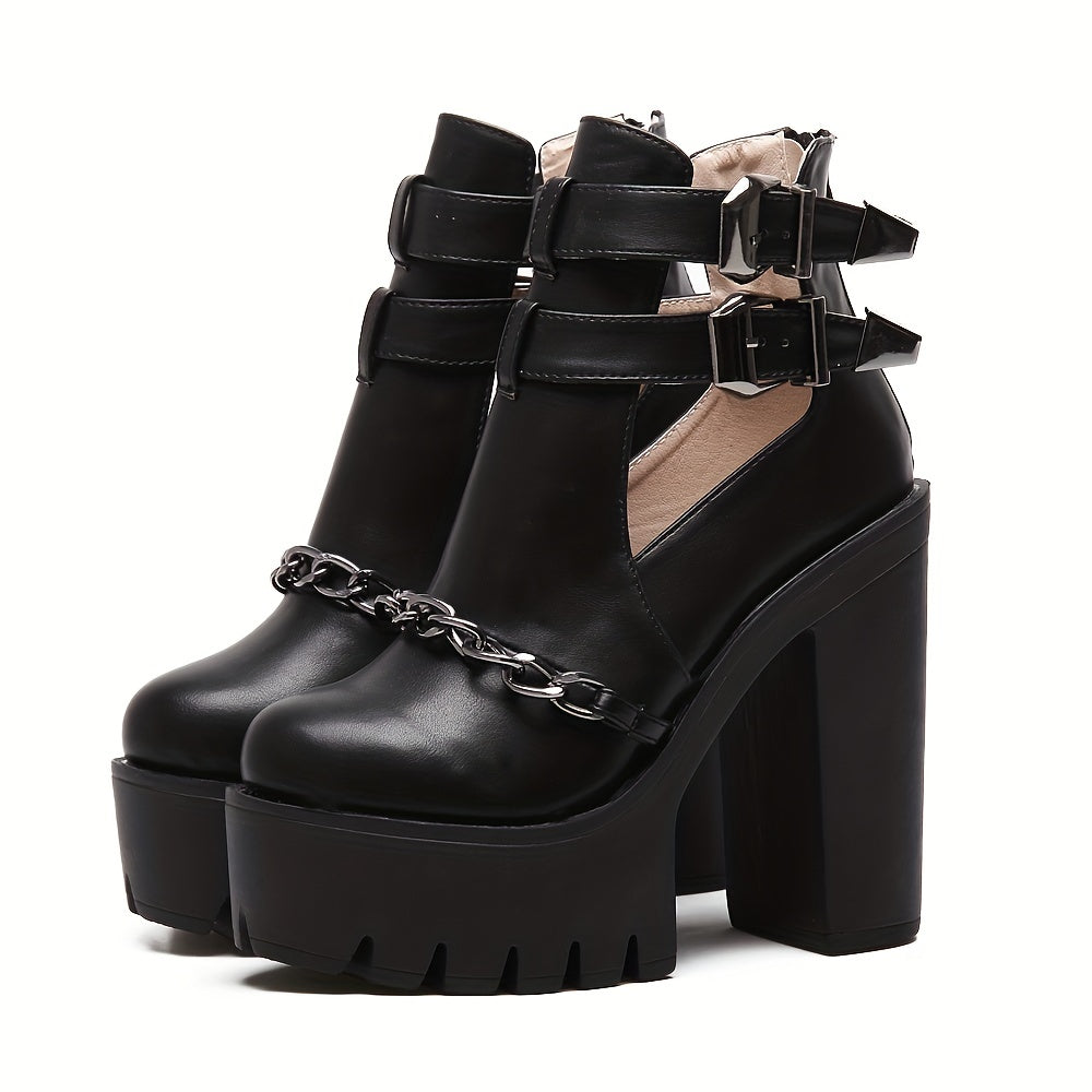 Women's Goth Platform Block High Heels