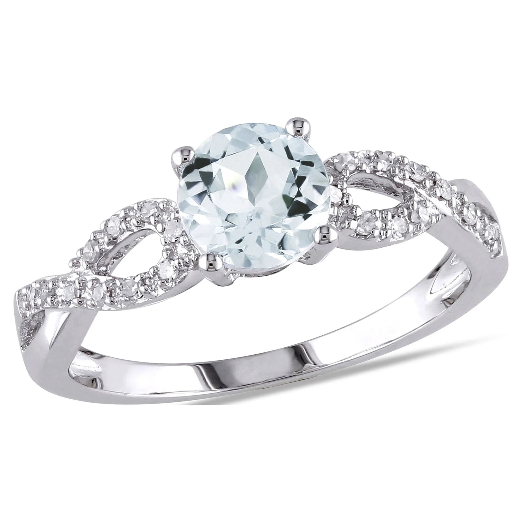 Women'S Aquamarine 10K White Gold Engagement Ring