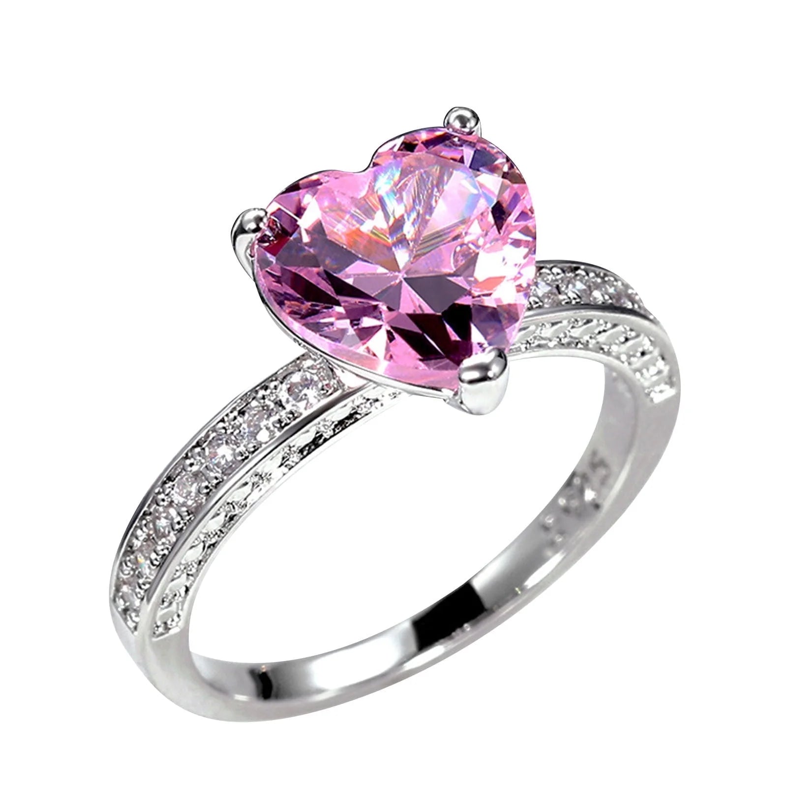 Rings for Alloy Wedding Ring Inlaid with Heart-Shaped Diamond Zircon Ring Women'S Engagement Jewelry
