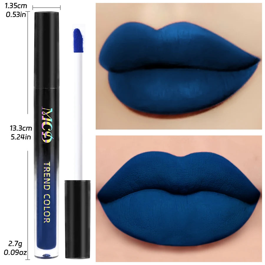 Sexy Velvet Matte Lip Glaze Liquid Lipstick Beauty Lip Gloss Blue Nude Lip Stain Waterproof Lip Tint Makeup for Women Lip Oil