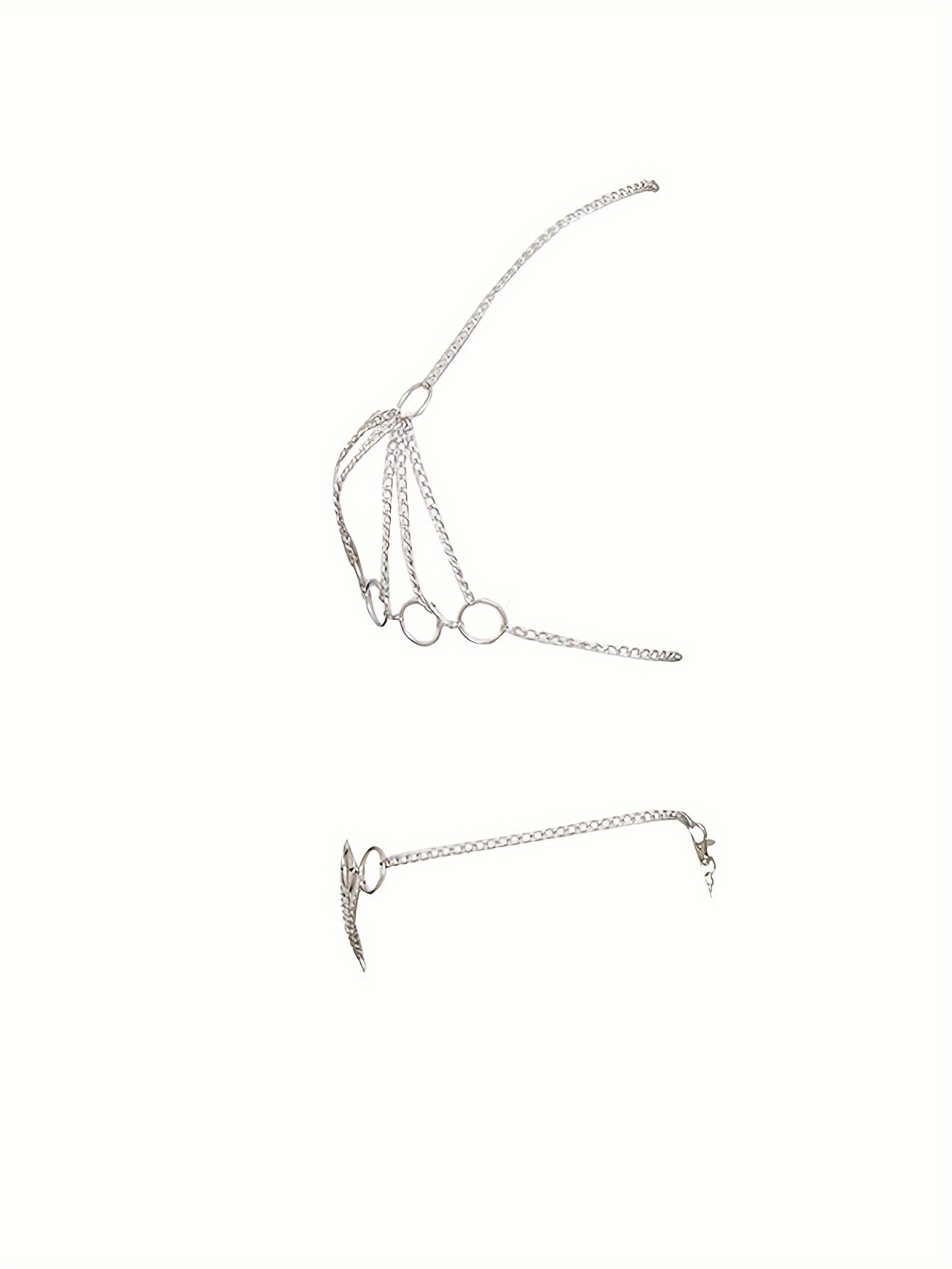 Hot Hollow Out Backless Ring Linked Chain Cosplay Costume, See Through Halter Top & Thong, Women's Sexy Lingerie & Underwear