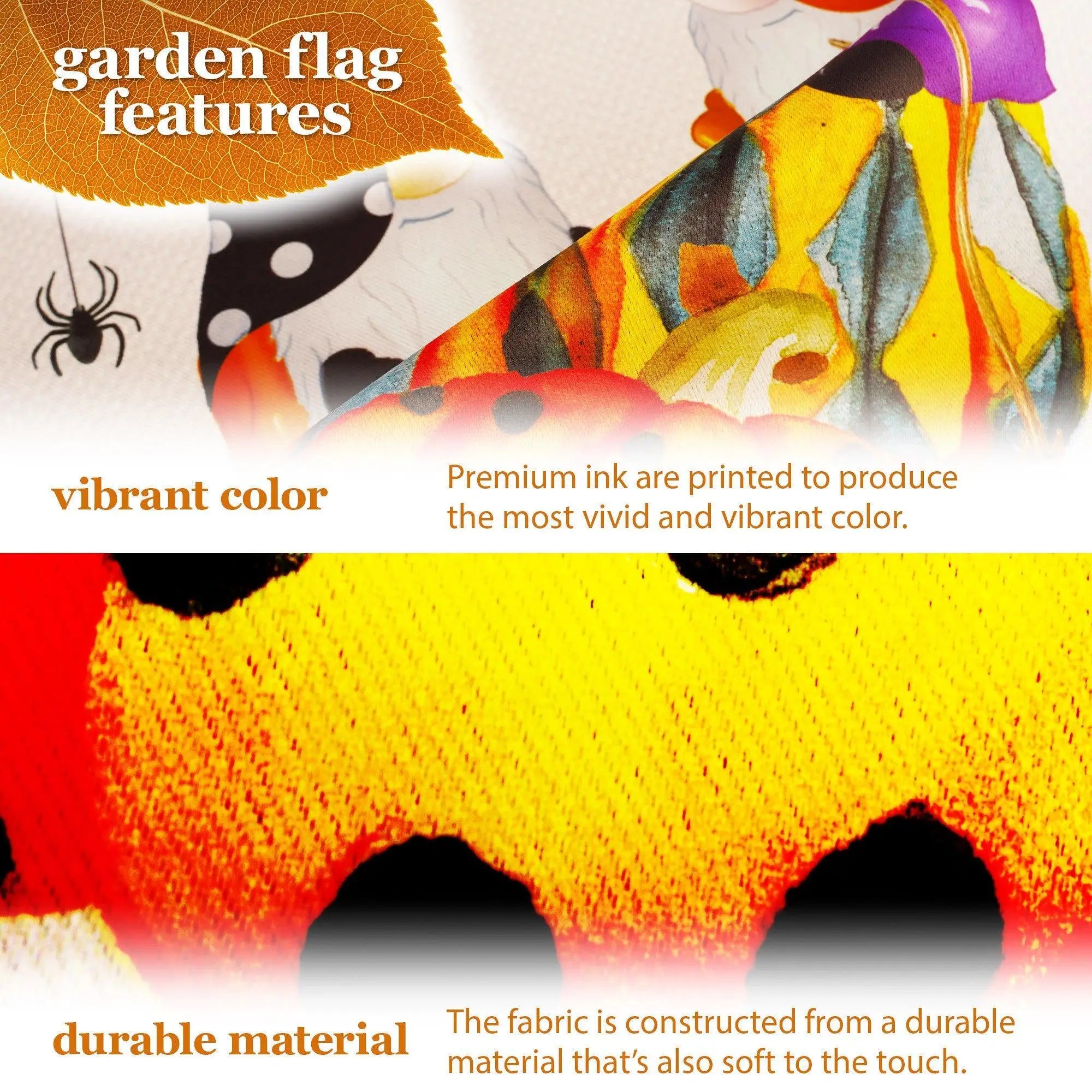 Garden Flag Stand Black 36 in x 16 in & Garden Flag Happy Halloween Decoration Two Witchy Gnomes 12"x18" Dou