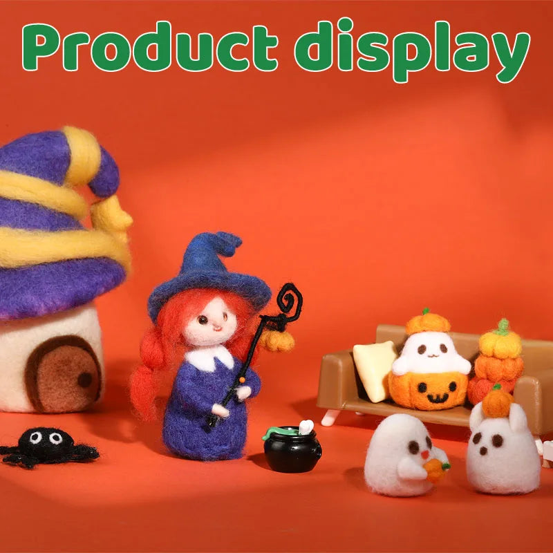 New Design DIY Halloween Decoration Needle Felt Craft Set  Supplies Wool Felt Craft Beginners
