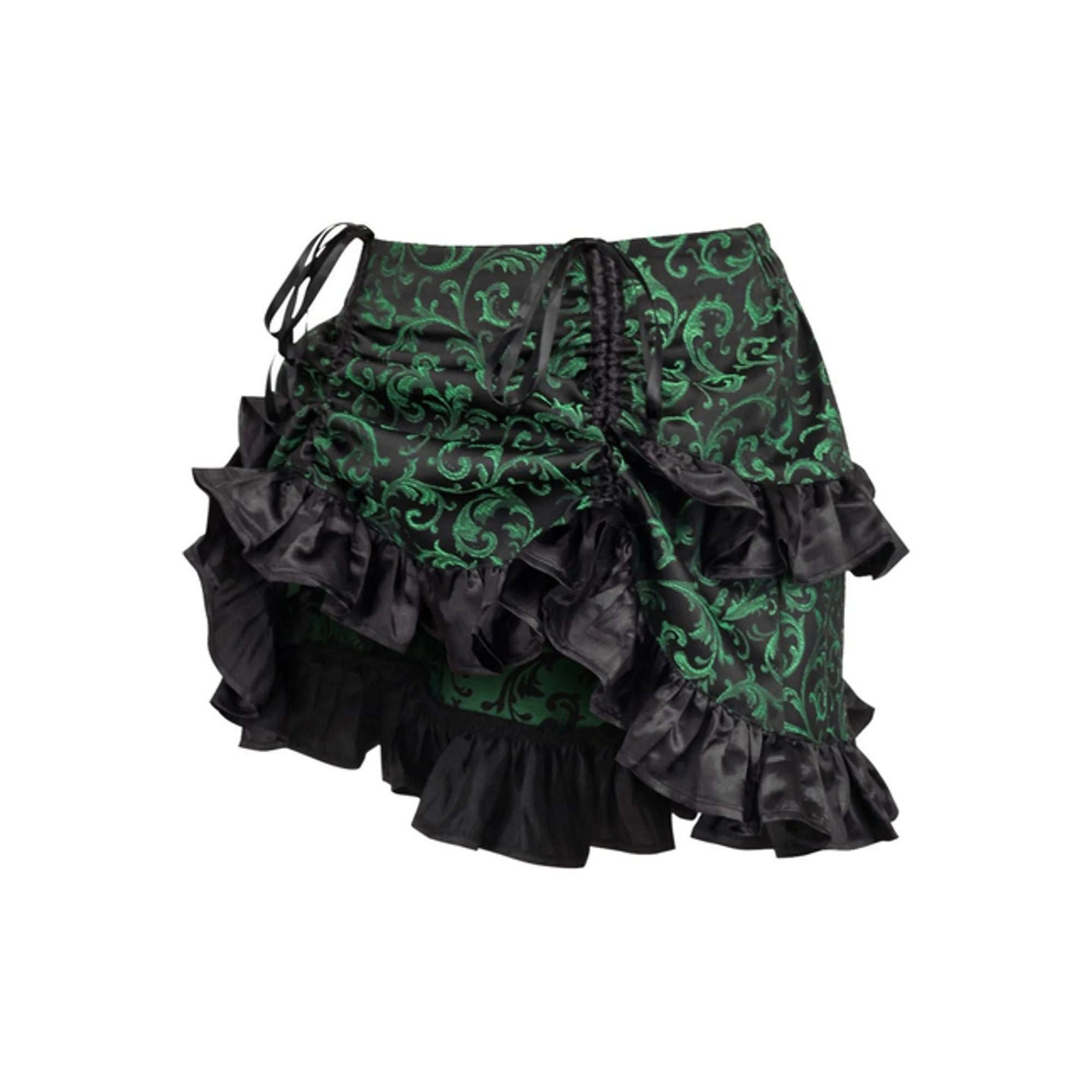 TD Green/Black Brocade Ruched Bustle Skirt Cosplay Costumes Essential Accessory