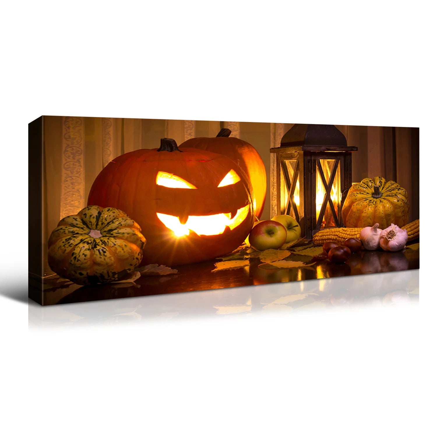 Cozy Halloween Decor Canvas Jack - O'- Lanterns Fall Bounty Canvas Print Wall Art Bold Decor for Halloween Home Holiday Product