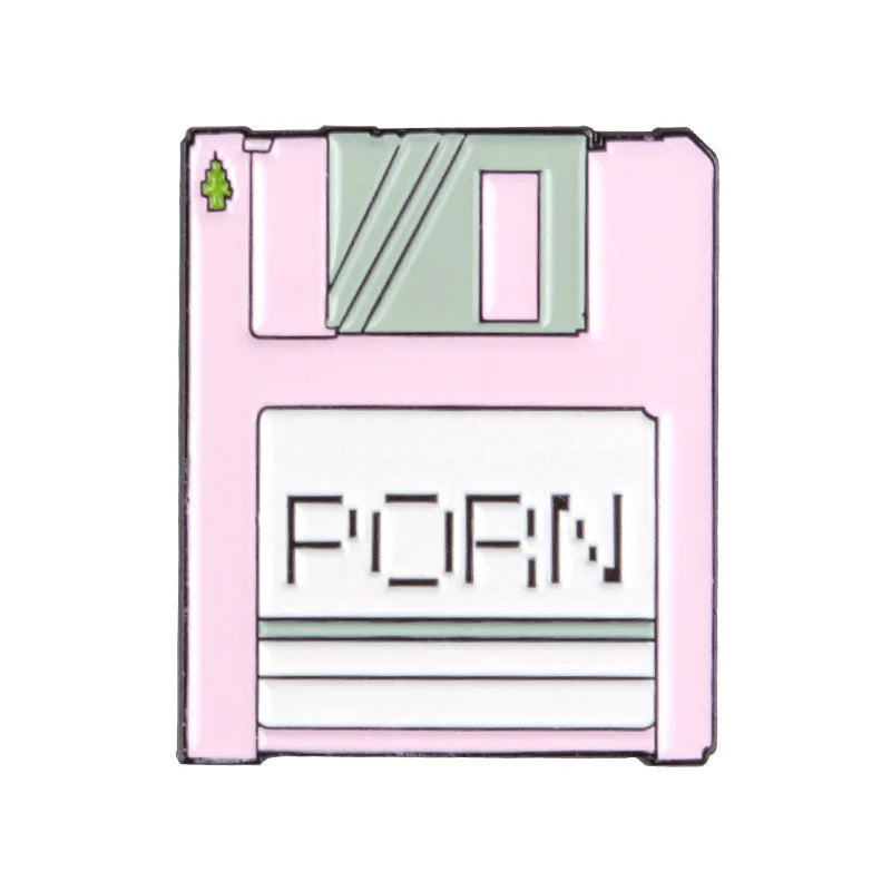 Fashion Creative Cartoon U Disk, Retro CD, Fax Machine Oil Drop Brooch Pin Denim Bag Gift Men Women Fashion Jewelry Accessories