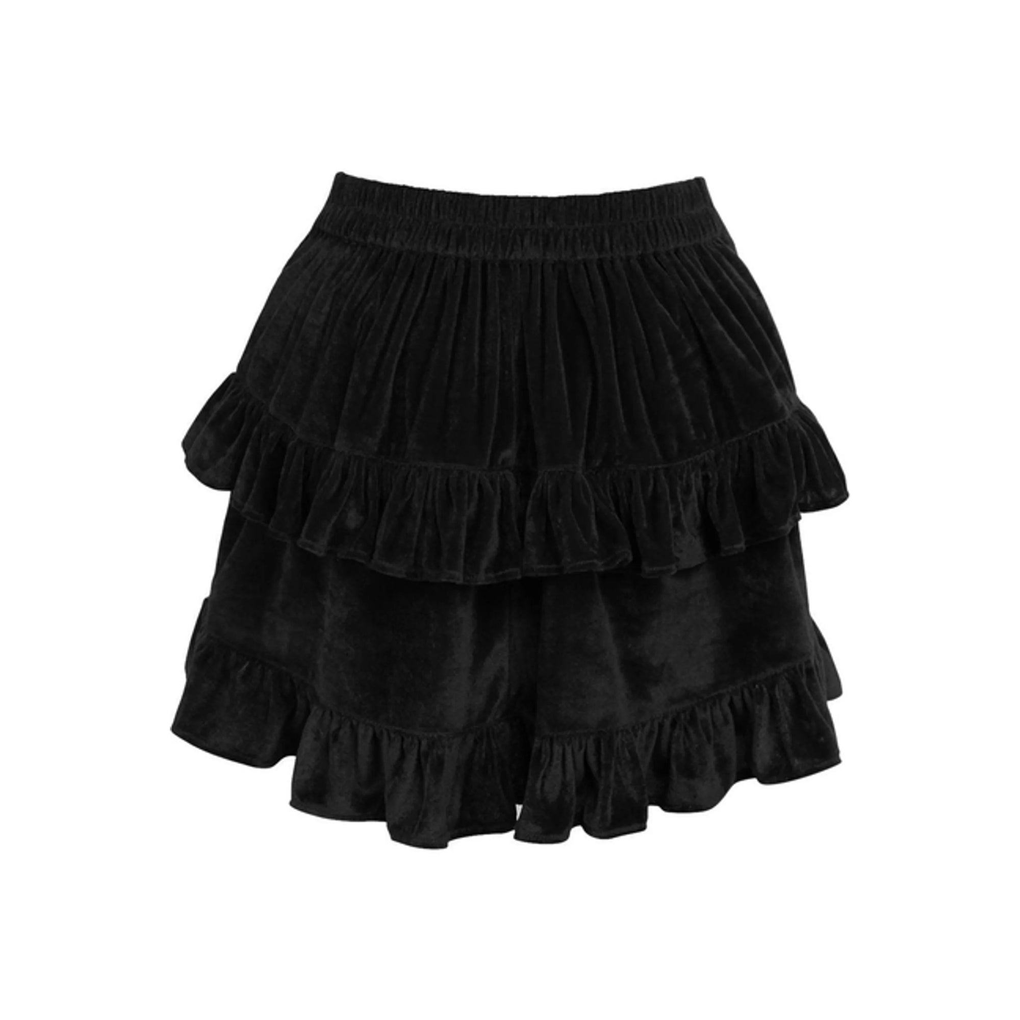 TD Black Velvet Ruched Bustle Skirt Cosplay Costumes Essential Accessory