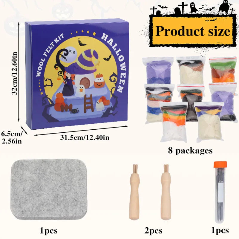New Design DIY Halloween Decoration Needle Felt Craft Set Supplies Wool Felt Craft Beginners