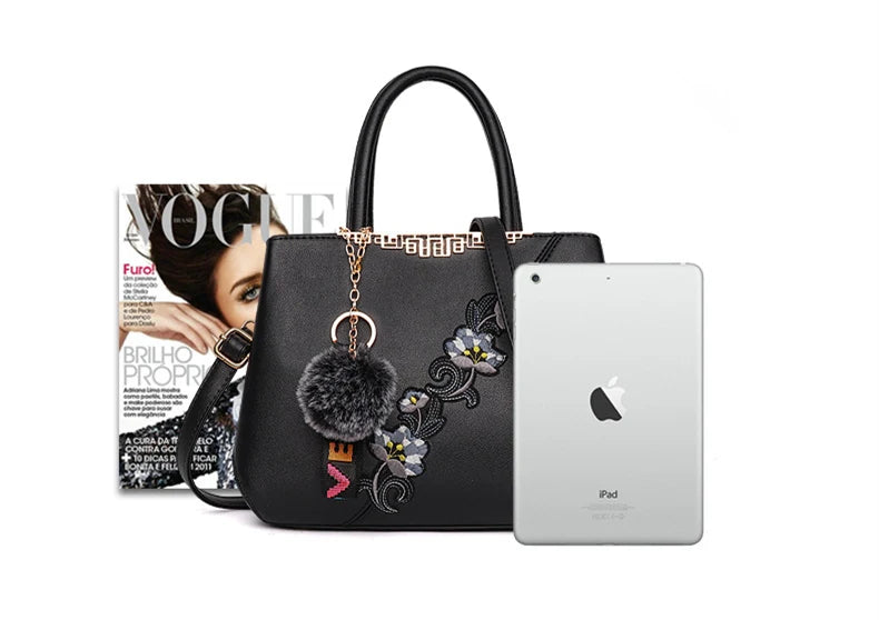 Embroidered Messenger Bag