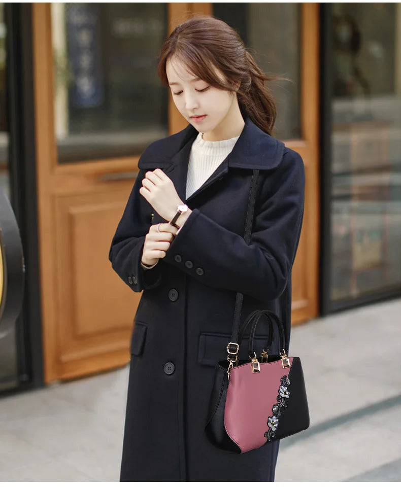 Embroidered Messenger Bag