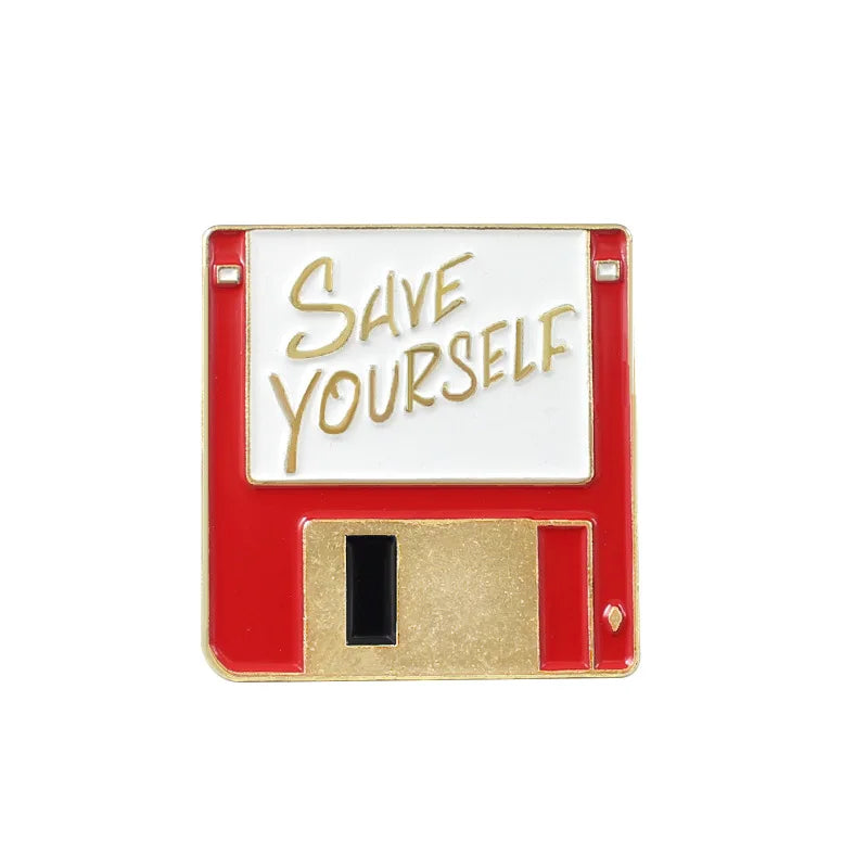 Fashion Creative Cartoon U Disk, Retro CD, Fax Machine Oil Drop Brooch Pin Denim Bag Gift Men Women Fashion Jewelry Accessories