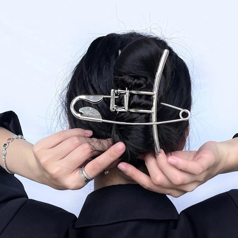 AMORCOME New Design Safety Large Metal Pin Hair Claws Barrettes for Women Girls Hair Accessories Hairclips Hairpins Headwear