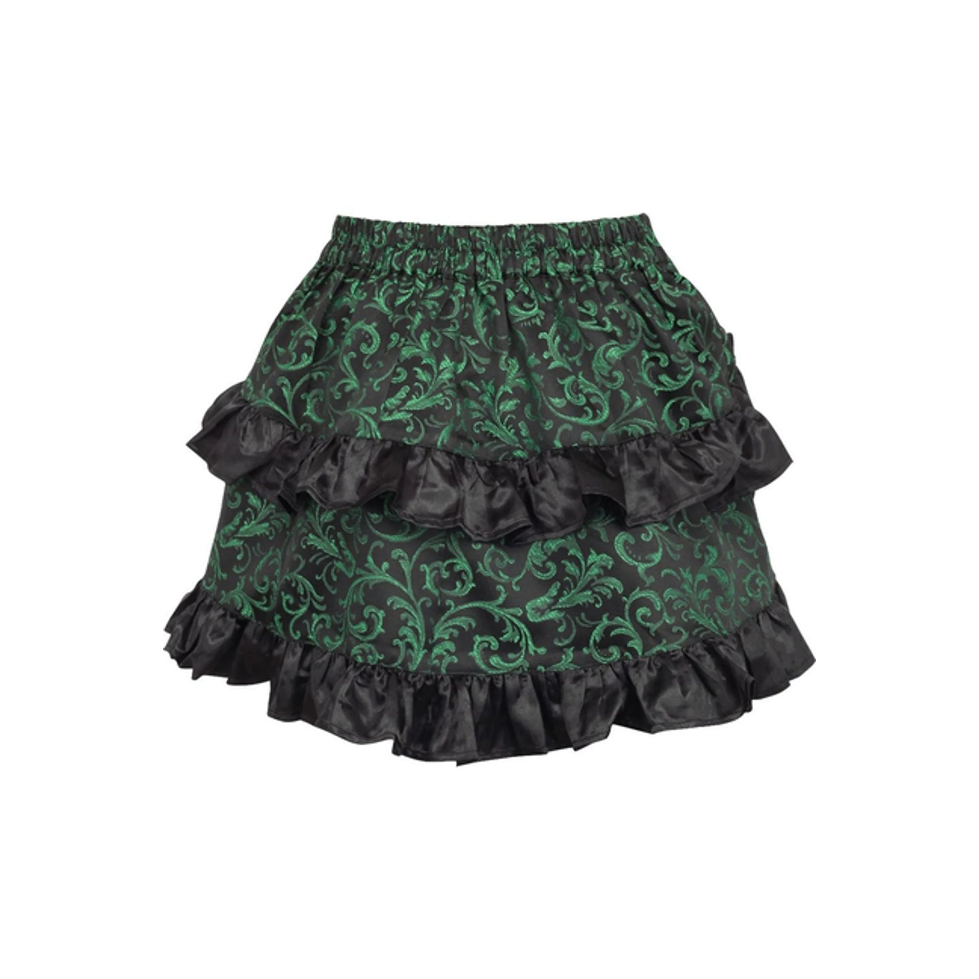 TD Green/Black Brocade Ruched Bustle Skirt Cosplay Costumes Essential Accessory