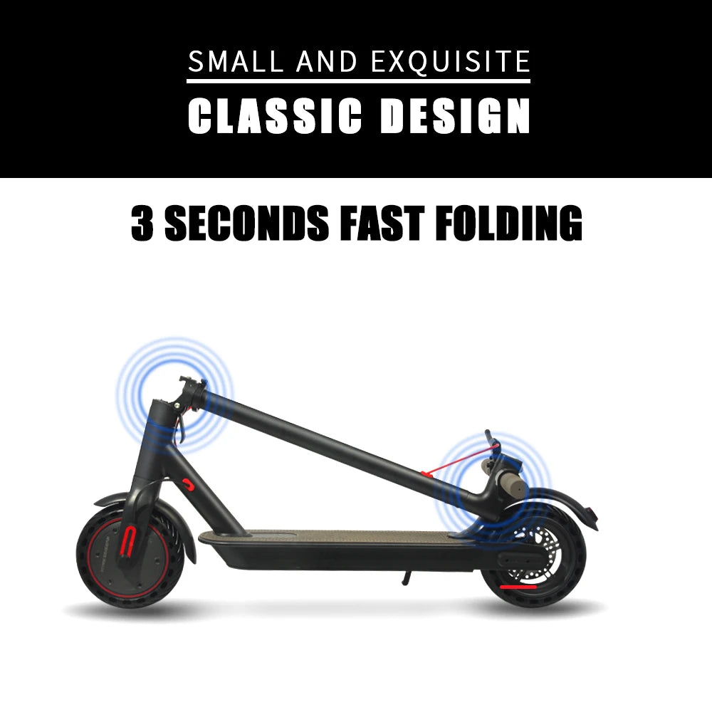 36V 350W 10.4Ah Long Range Folding E Scooter 8.5 Inch Solid Tire 25 km/h Foldable Electric Scooter