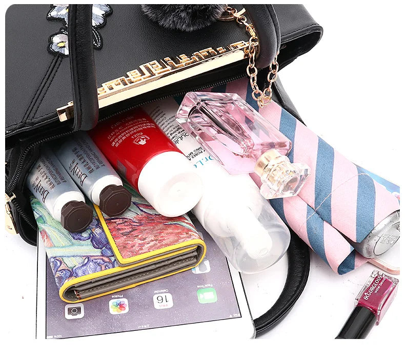 Embroidered Messenger Bag