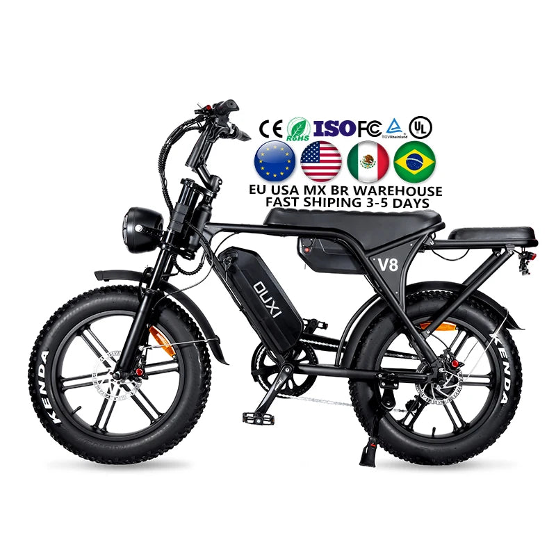 Electric Bike OUXI V8 Max Double Battery 30AH 20-Inch 100KM Fat Tire Electric Bicycle