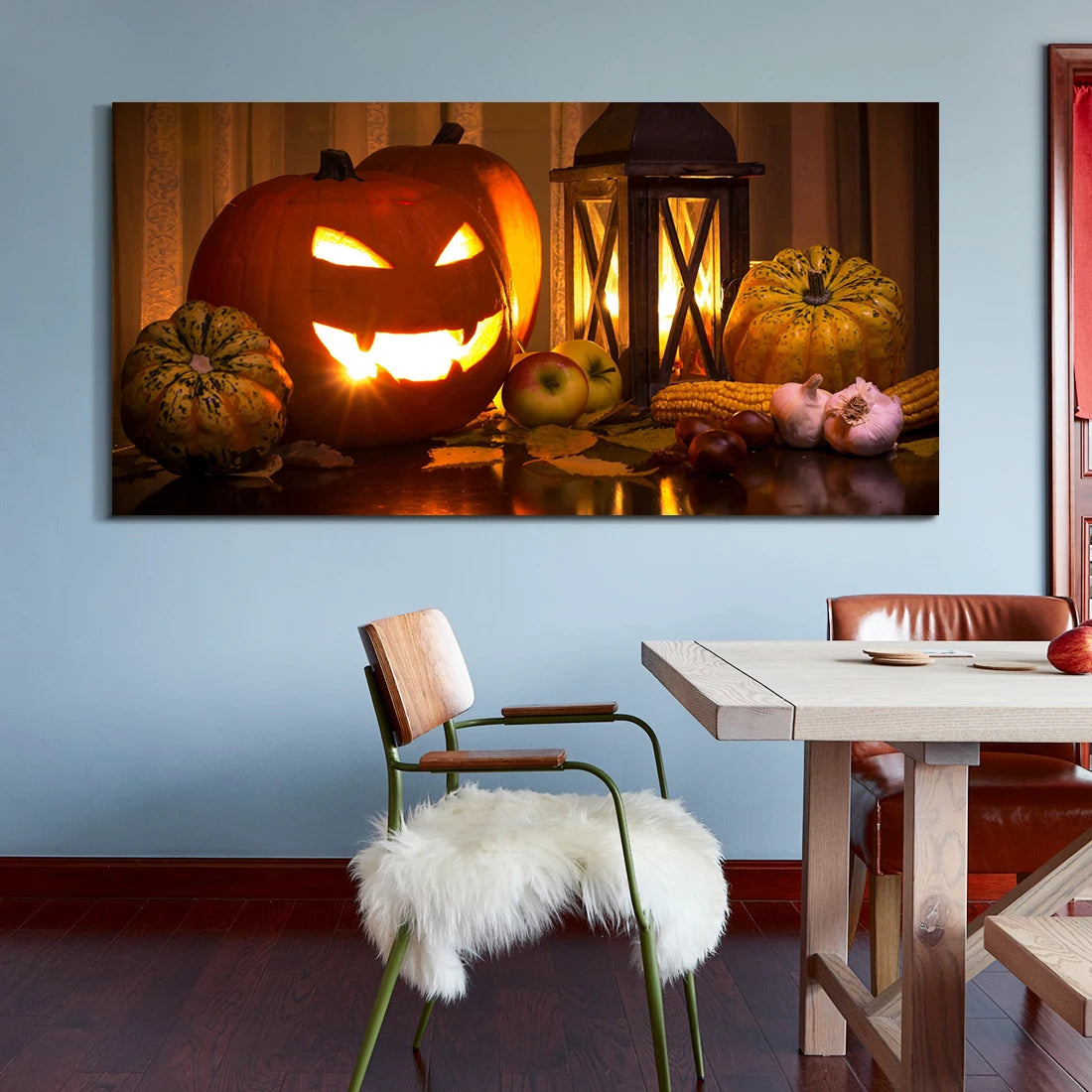 Cozy Halloween Decor Canvas Jack - O'- Lanterns Fall Bounty Canvas Print Wall Art Bold Decor for Halloween Home Holiday Product