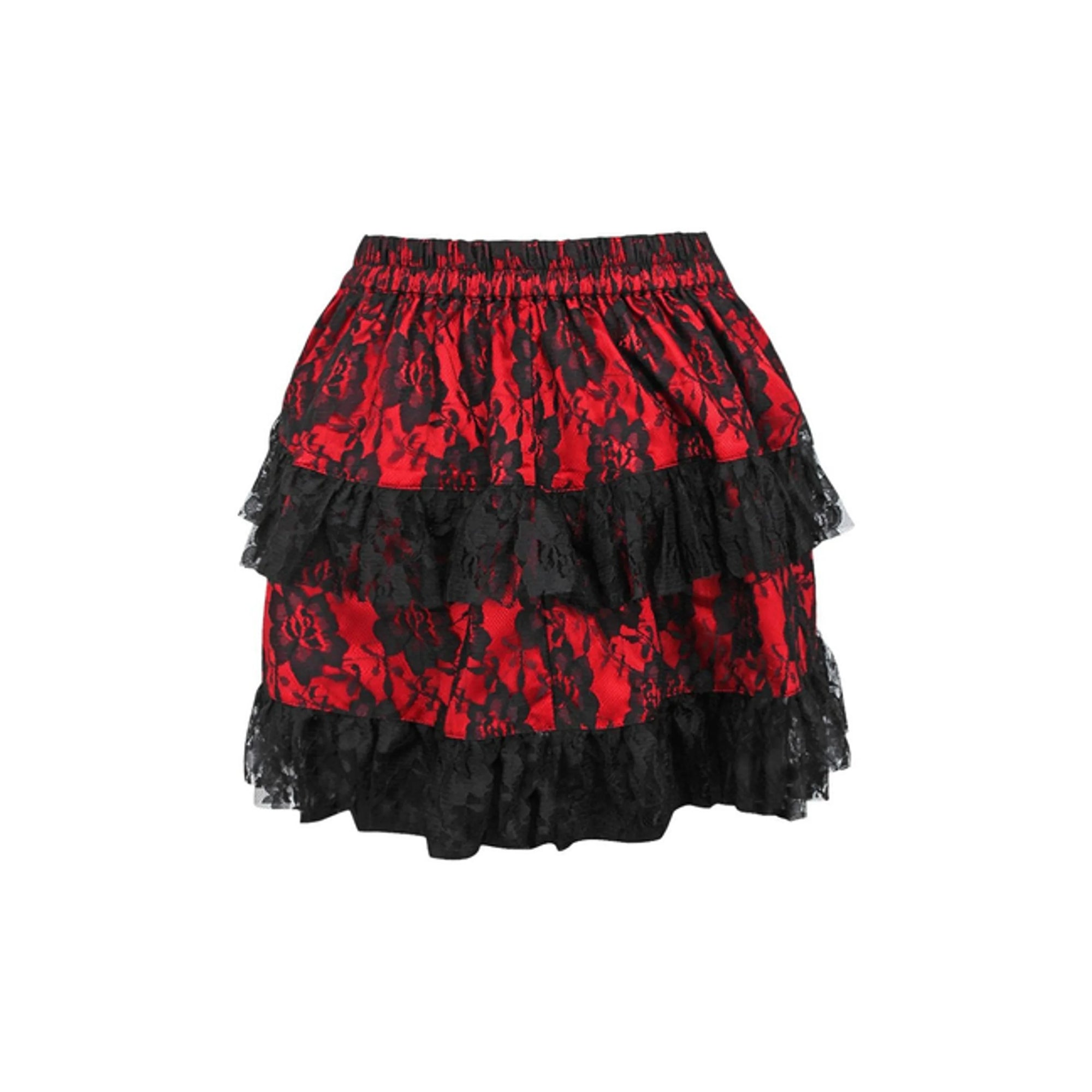 TD Cosplay Costumes Red/Black Lace Ruched Bustle Skirt