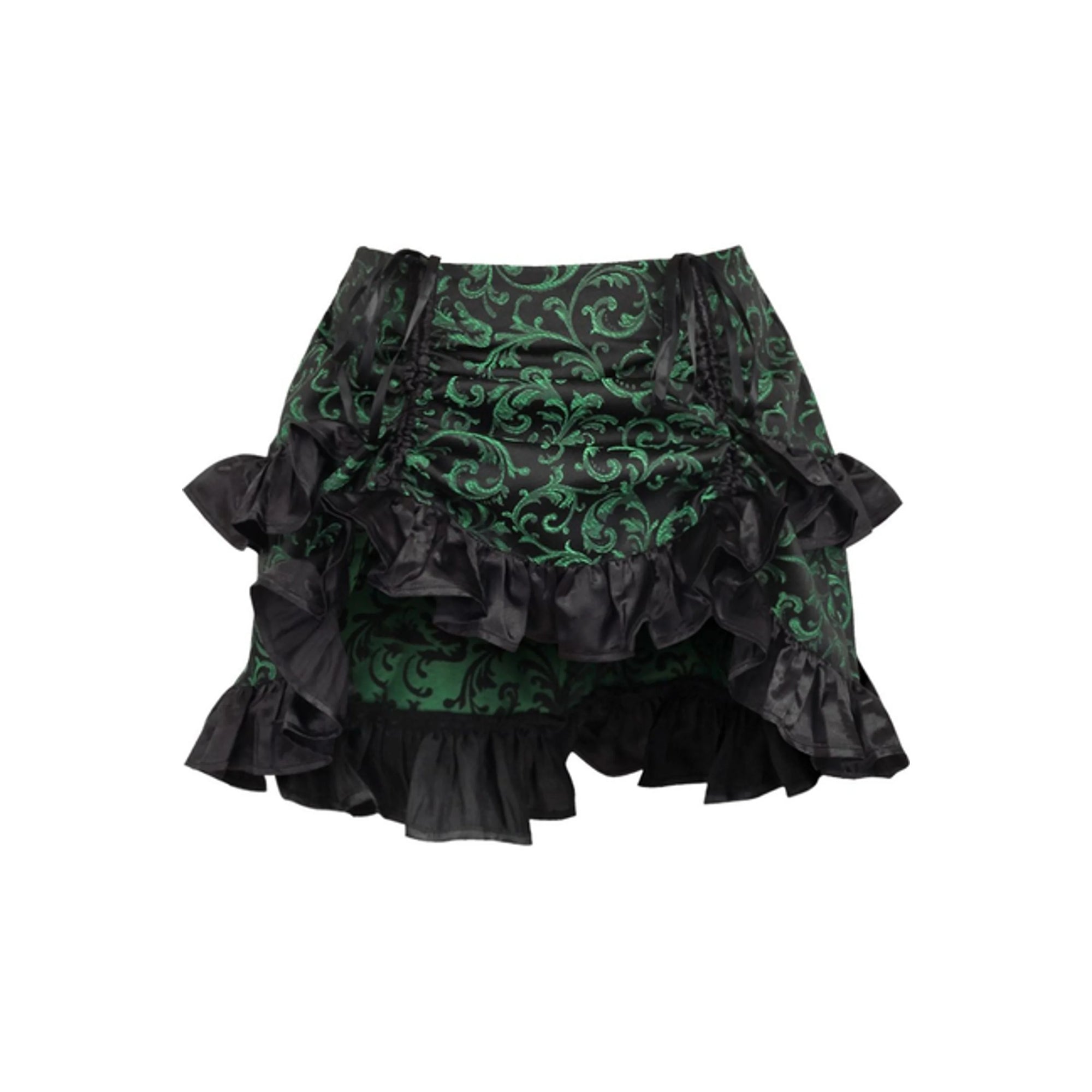 TD Green/Black Brocade Ruched Bustle Skirt Cosplay Costumes Essential Accessory