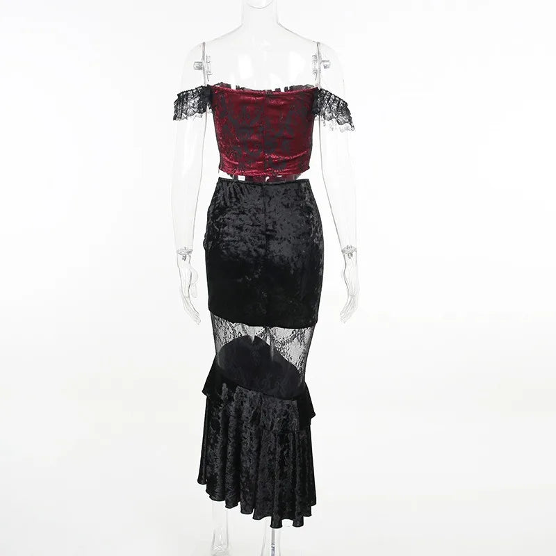 Goth Lace Top or Dress Underskirt Slim Lace