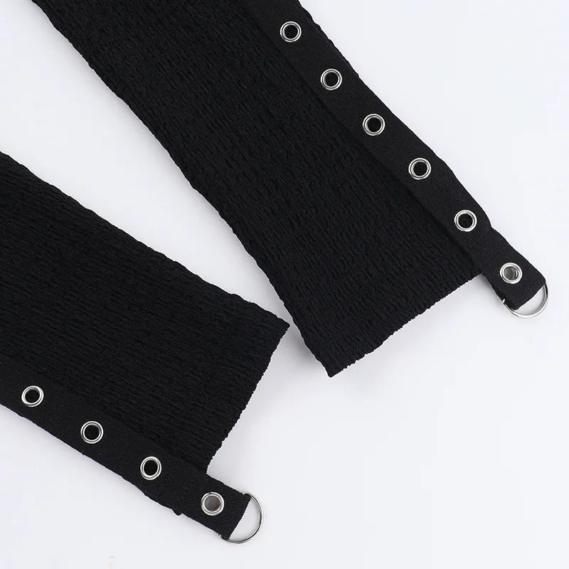 Goth  Fishnet Off Shoulder T-shirts Strap Halter Top