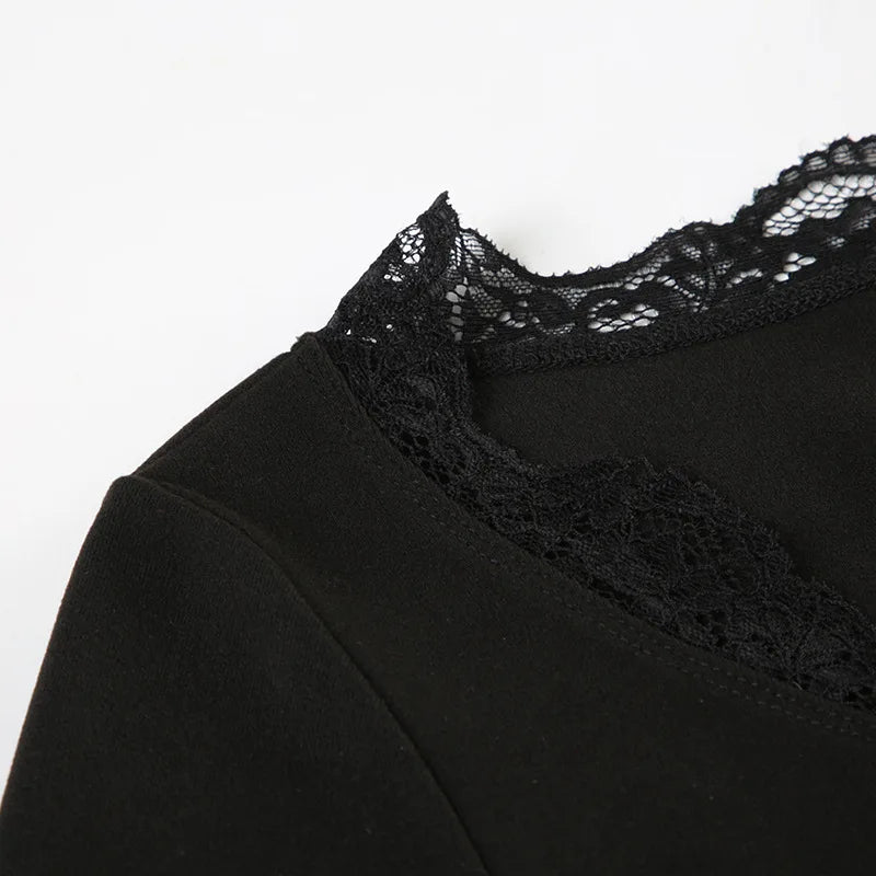 AltGoth Hollow Out Bow Patchwork Crop Tee Top