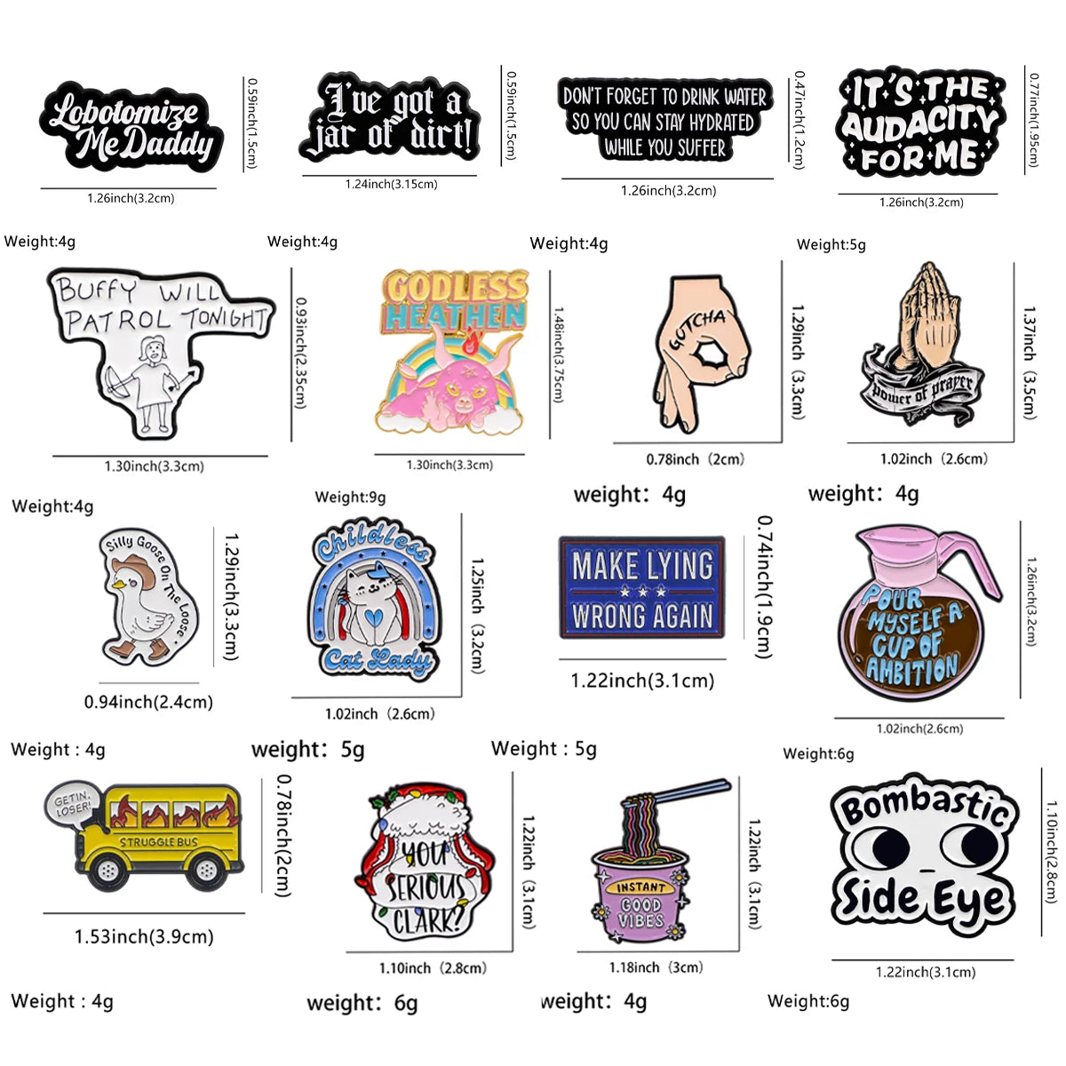 Cute Quote Series Pins
