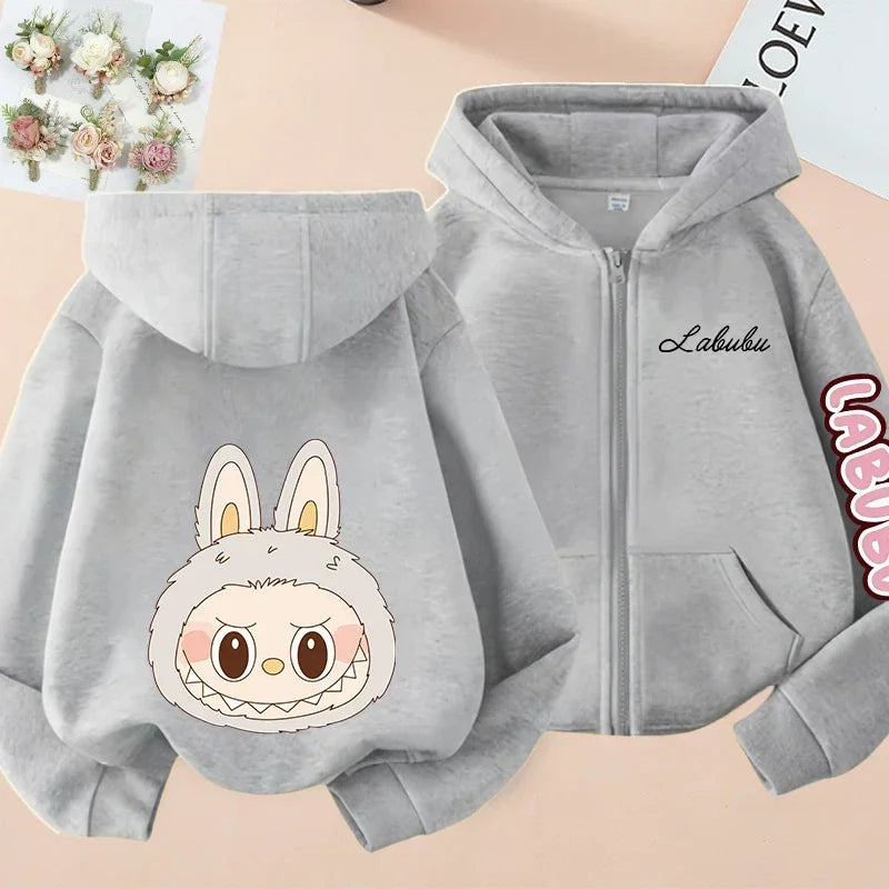 Pop-mart Labubu Children's Coat Anime Cartoon Fashion Loose Coat Boys And Girls Autumn Hip-hop Sweatshirt Adult Clothing