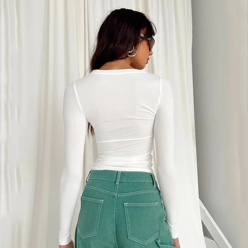 Casual Long Sleeve Slim Fit Pullovers Top