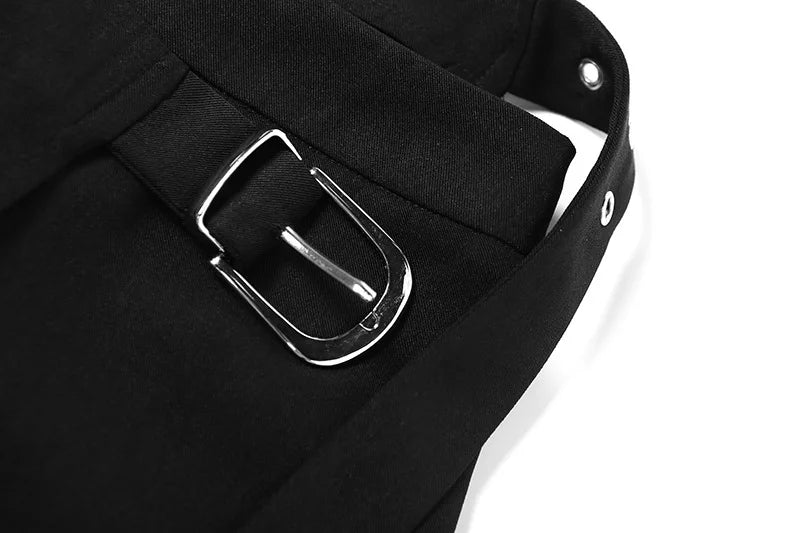 Goth Mini Skirts Irregular Hem High Waist Cargo Skirt