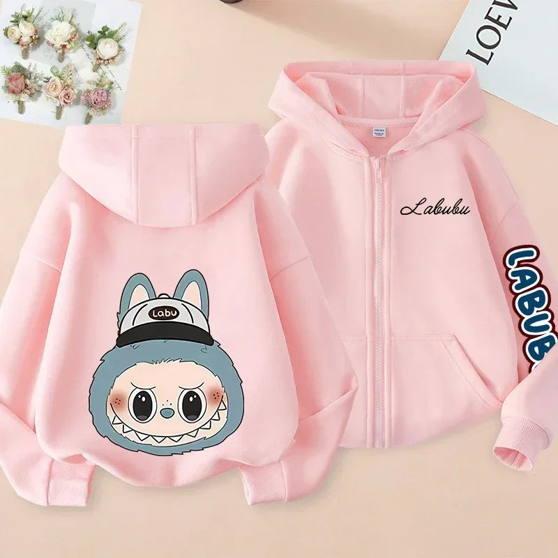 Pop-mart Labubu Children's Coat Anime Cartoon Fashion Loose Coat Boys And Girls Autumn Hip-hop Sweatshirt Adult Clothing