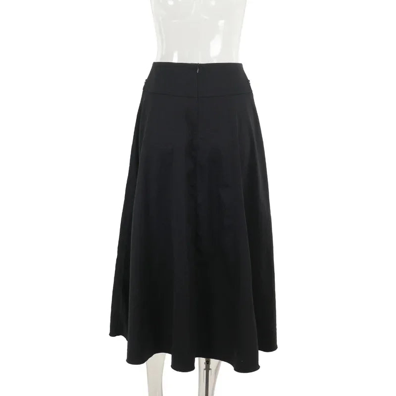 Goth Black Swing A-line Skirt