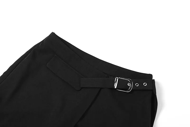 Goth Mini Skirts Irregular Hem High Waist Cargo Skirt