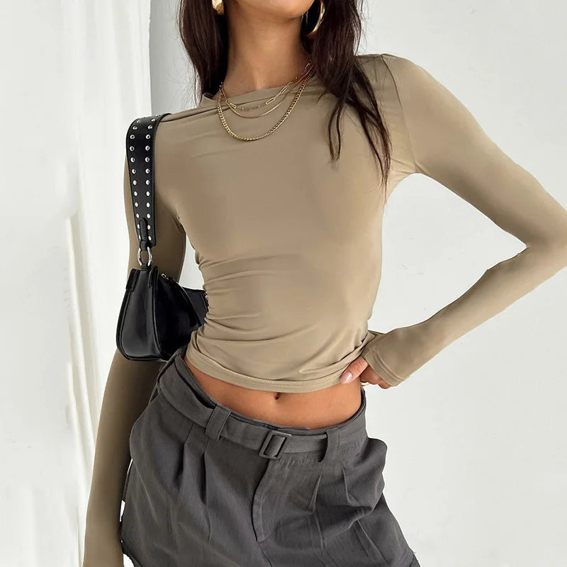 Casual Long Sleeve Slim Fit Pullovers Top